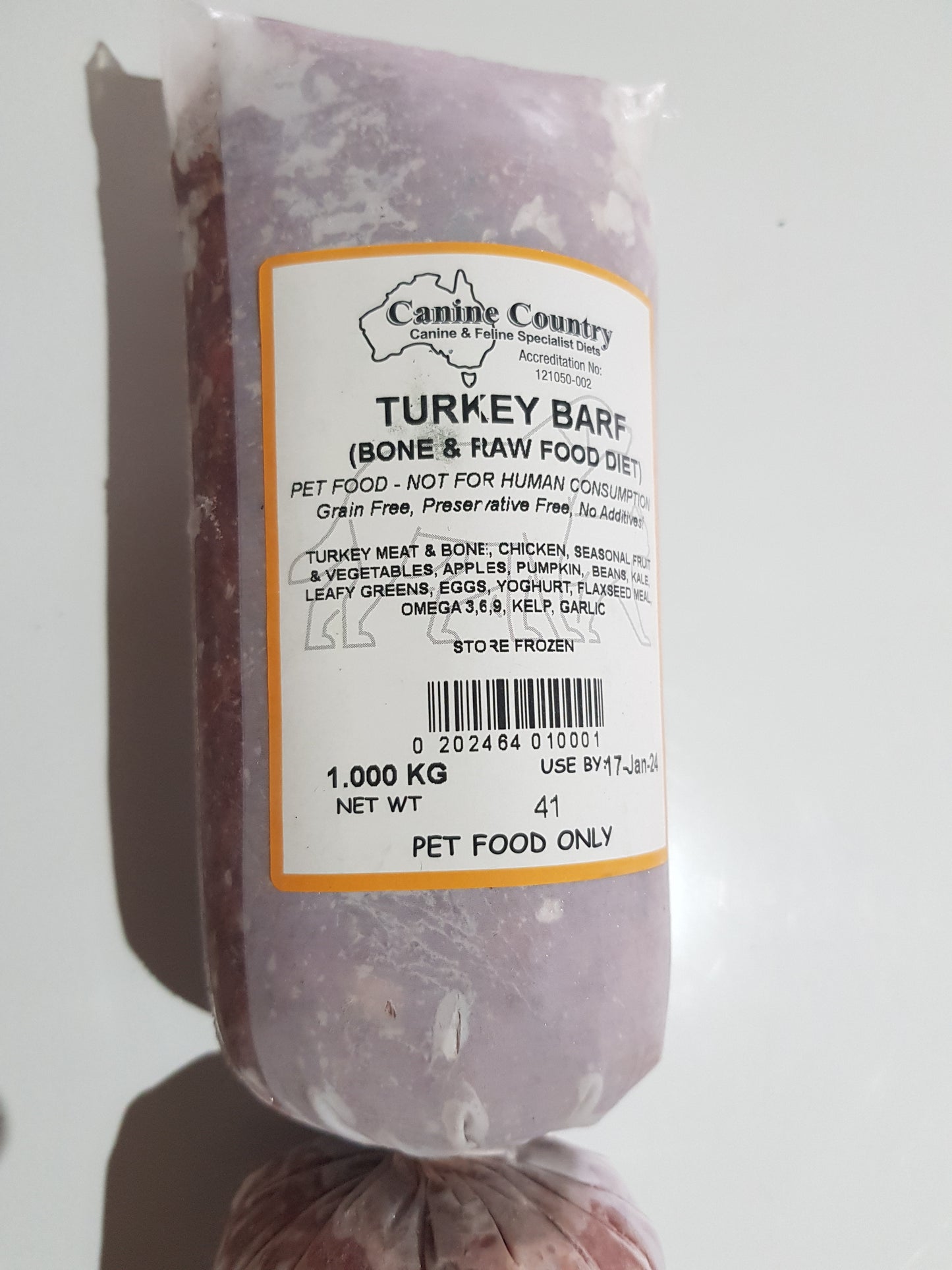 Bone and Raw Food Mix - Turkey 1kg Roll